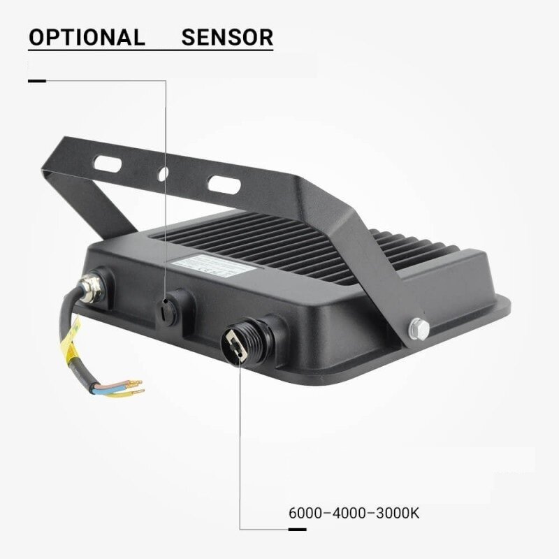 LED Floodlight, Black, 90Lm/W, 100W, CCT 3000K-6000K 2
