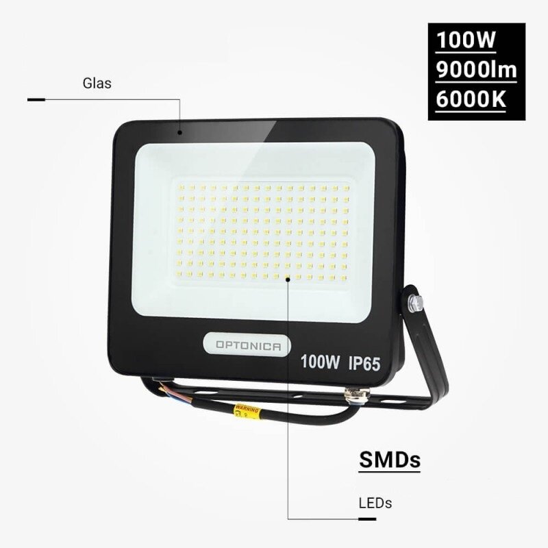 LED prožektorius, juodas, 90Lm/W, 100W, šalta balta šviesa 5
