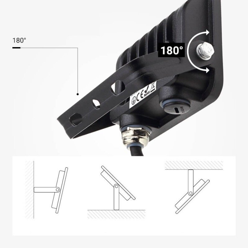 LED prožektorius, juodas, 90Lm/W, 10W, neutrali balta šviesa 5
