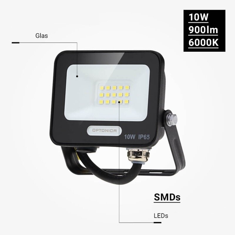 LED prožektorius, juodas, 90Lm/W, 10W, šilta balta šviesa 3 LED prožektorius, juodas, 90Lm/W, 10W, šilta balta šviesa 3