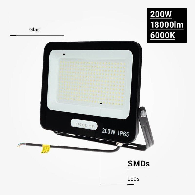LED prožektorius, juodas, 90Lm/W, 200W, šalta balta šviesa 5