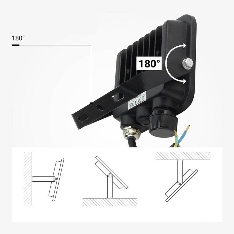 LED Floodlight, Black, 90Lm/W, 20W, CCT 3000K-6000K 1