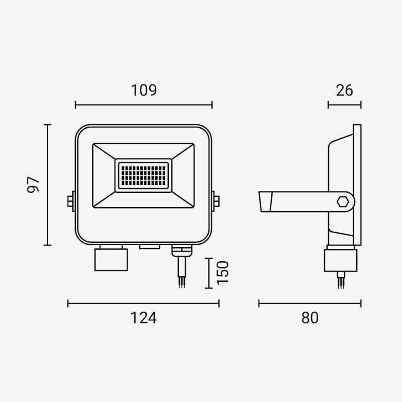 LED Floodlight, Black, 90Lm/W, 20W, CCT 3000K-6000K 5