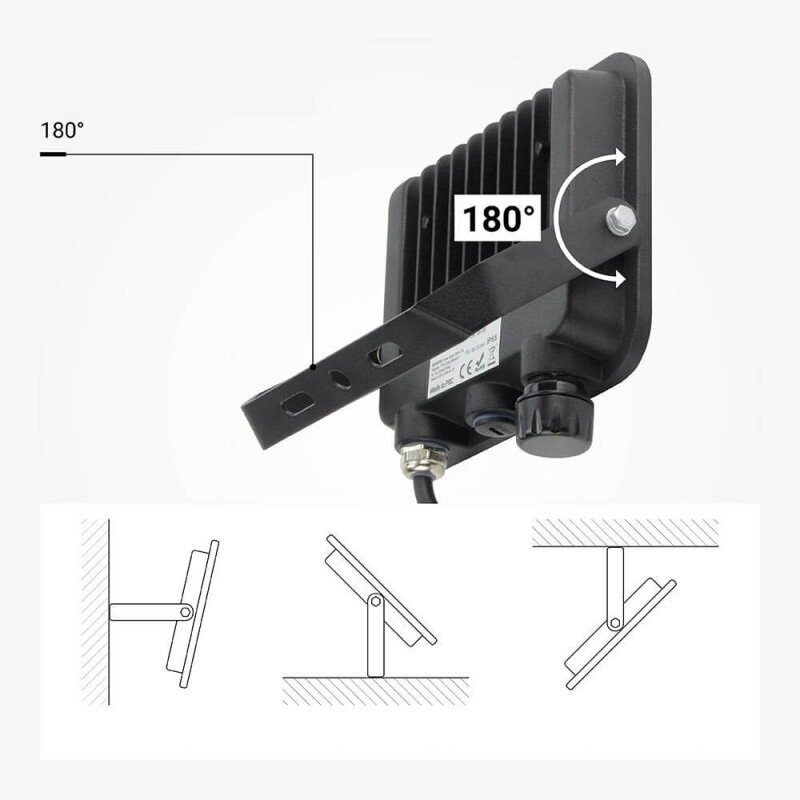 LED Floodlight, Black, 90Lm/W, 30W, CCT 3000K-6000K 1