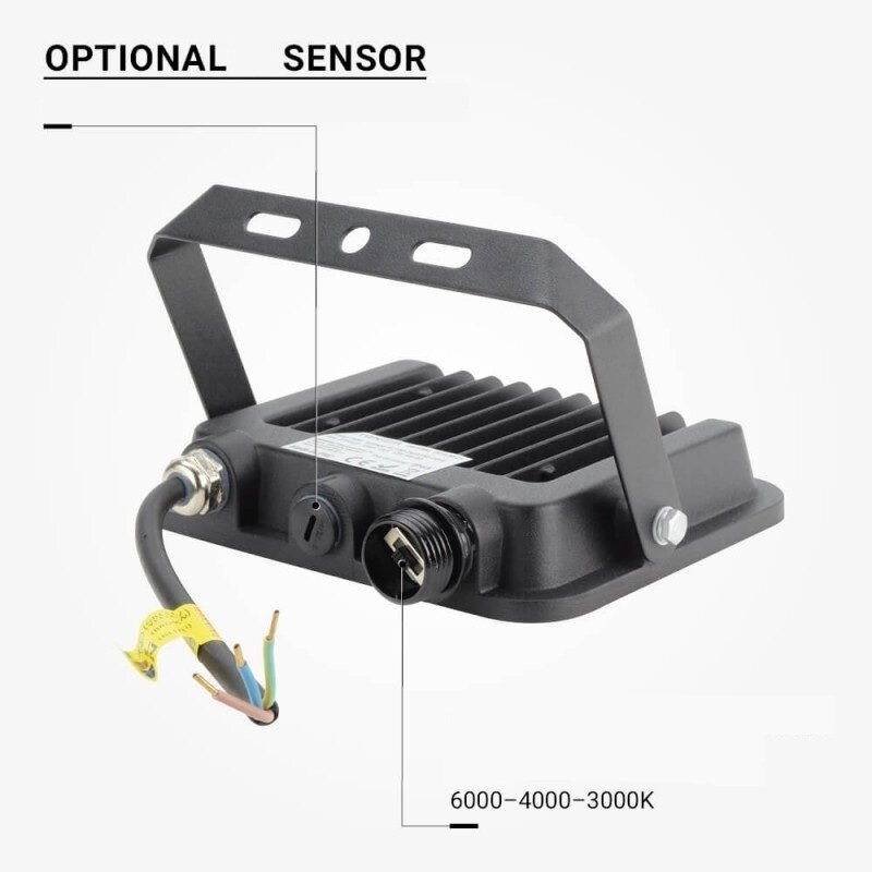 LED Floodlight, Black, 90Lm/W, 30W, CCT 3000K-6000K 2