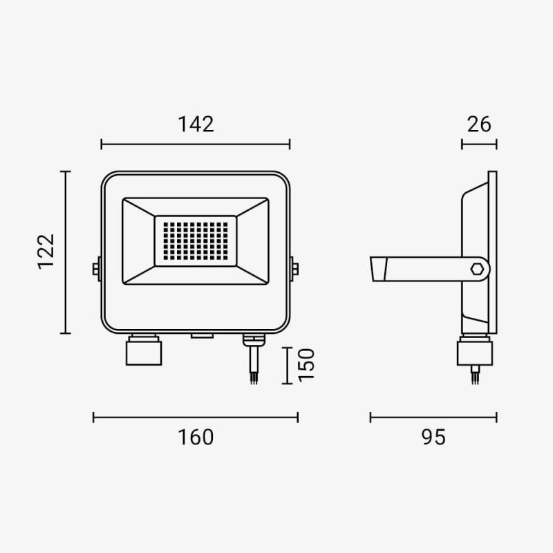 LED Floodlight, Black, 90Lm/W, 30W, CCT 3000K-6000K 5