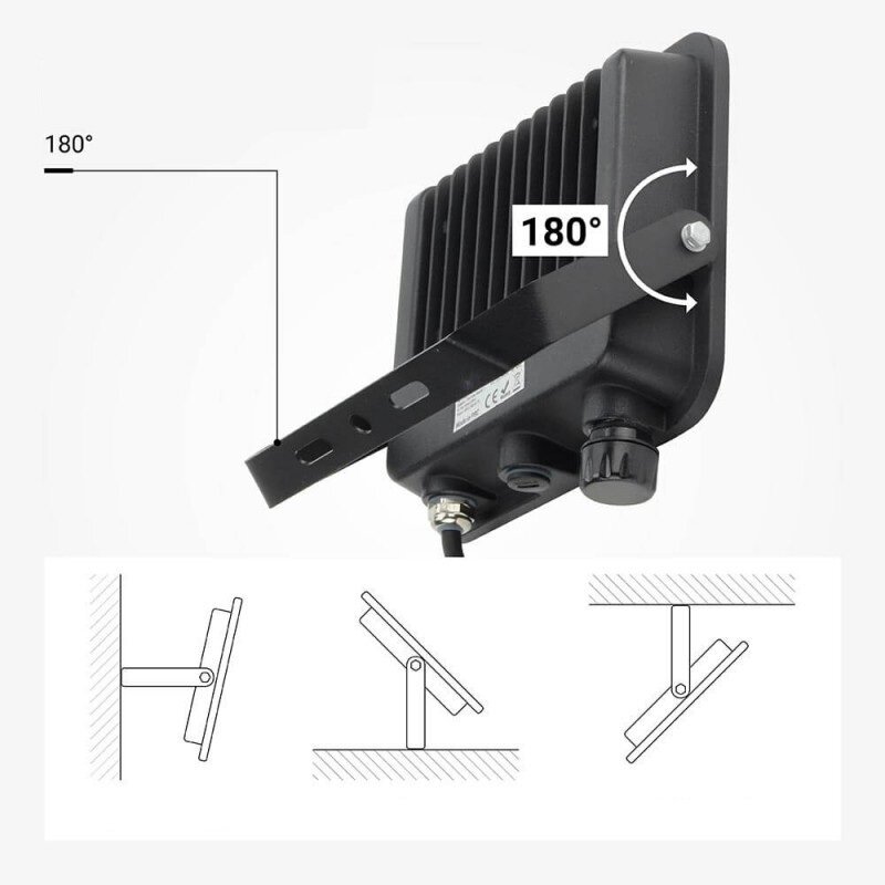 LED Floodlight, Black, 90Lm/W, 50W, CCT 3000K-6000K 1