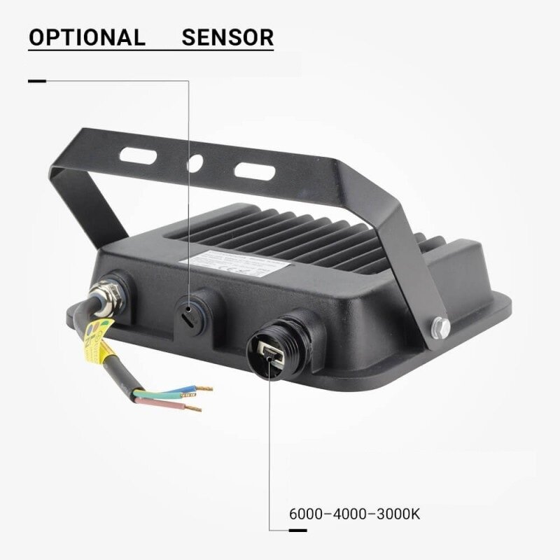 LED Floodlight, Black, 90Lm/W, 50W, CCT 3000K-6000K 2