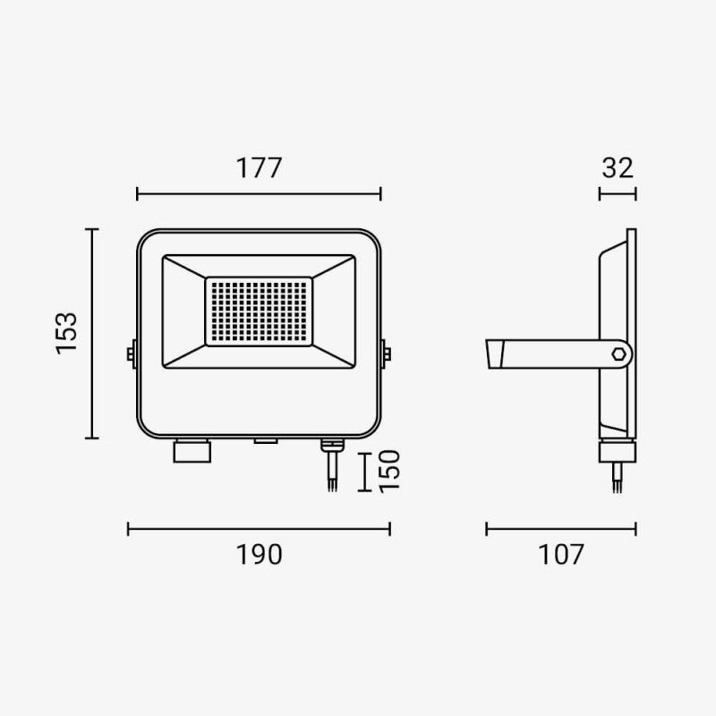 LED Floodlight, Black, 90Lm/W, 50W, CCT 3000K-6000K 5