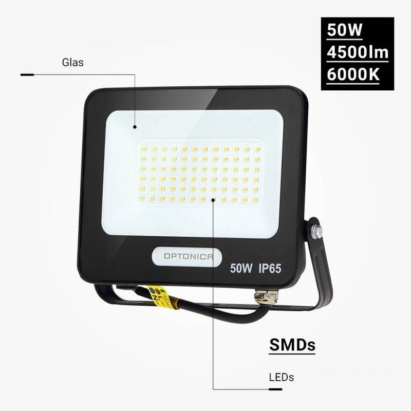LED prožektorius, juodas, 90Lm/W, 50W, šilta balta šviesa 3 LED prožektorius, juodas, 90Lm/W, 50W, šilta balta šviesa 3