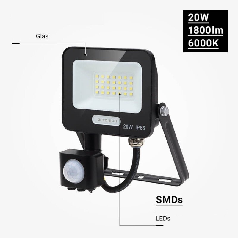 LED prožektorius, juodas, PIR jutiklis, 20W, 120°, neutrali balta šviesa 3 LED prožektorius, juodas, PIR jutiklis, 20W, 120°, neutrali balta šviesa 3
