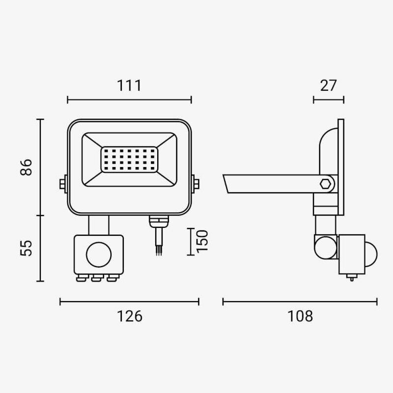 LED prožektorius, juodas, PIR jutiklis, 20W, 120°, neutrali balta šviesa 5 LED prožektorius, juodas, PIR jutiklis, 20W, 120°, neutrali balta šviesa 5
