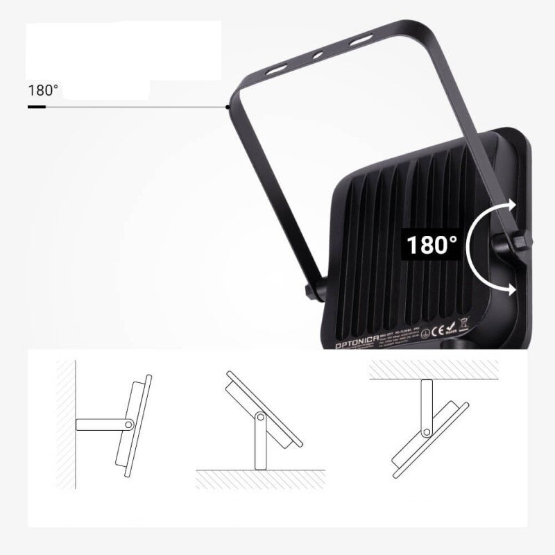LED prožektorius, juodas, PIR jutiklis, 30W, šilta balta šviesa 4