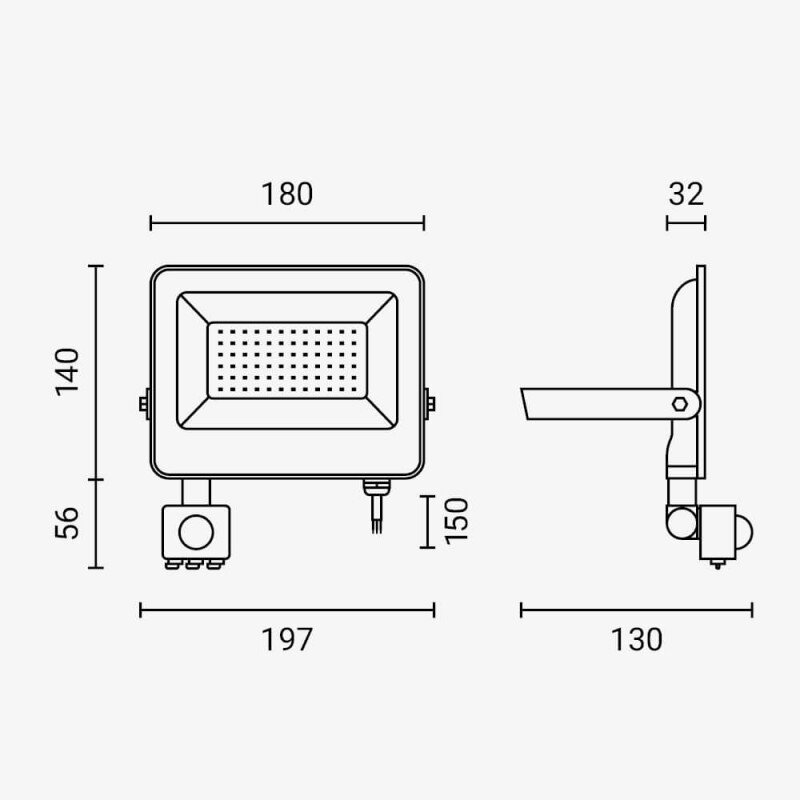 LED Floodlight, Black, PIR Sensor, 50W, 120°, White Light 5