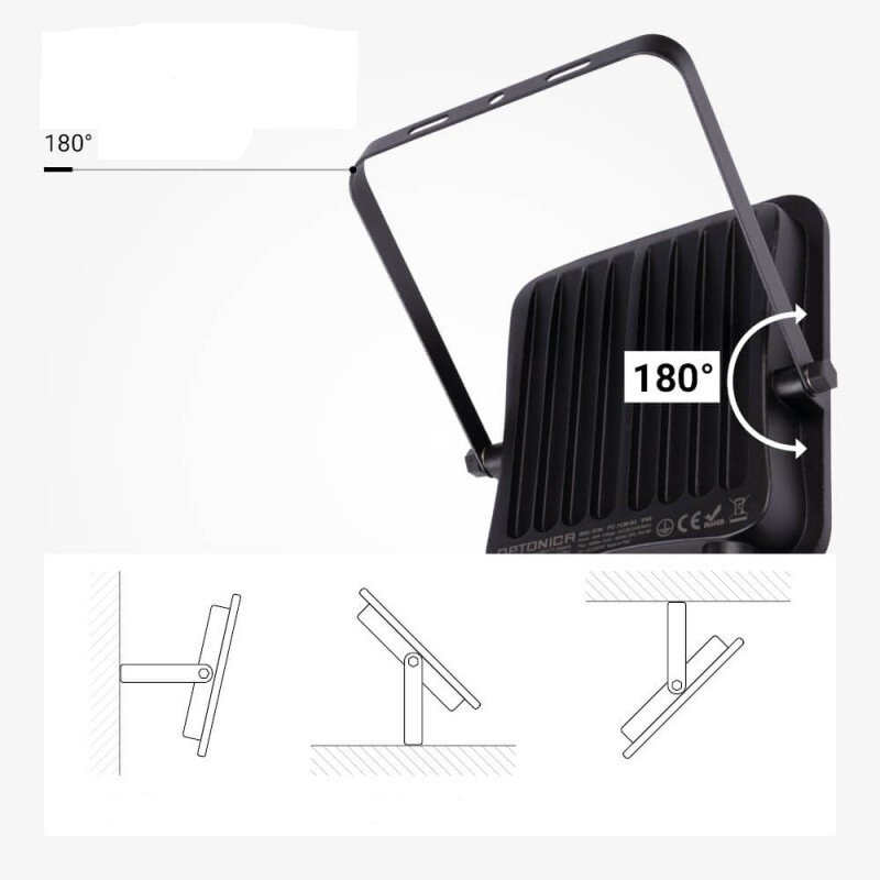 LED prožektorius, juodas, PIR jutiklis, 50W, šalta balta šviesa 4