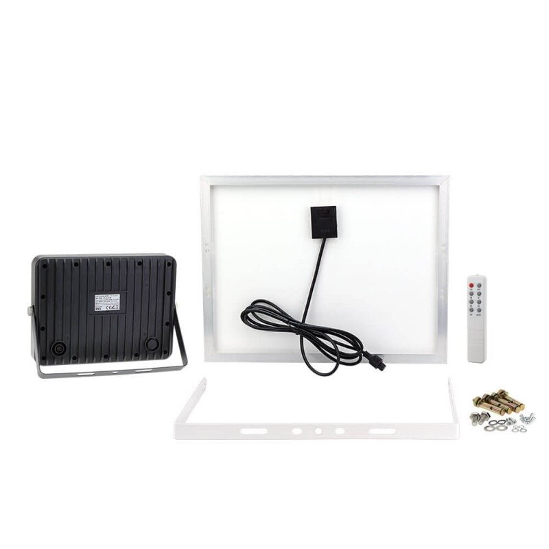 LED prožektorius, juodas, su saulės baterija, 20W, 2600Lm, šalta balta šviesa 2 LED prožektorius, juodas, su saulės baterija, 20W, 2600Lm, šalta balta šviesa 2