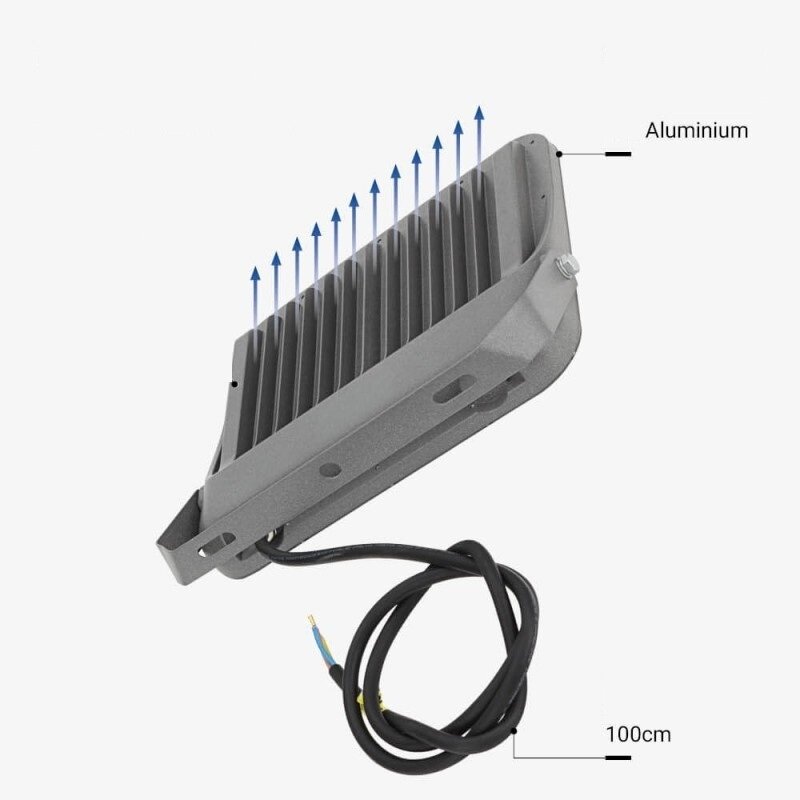 LED Floodlight, Grey, 100Lm/W, 100W, Neutral Light 3