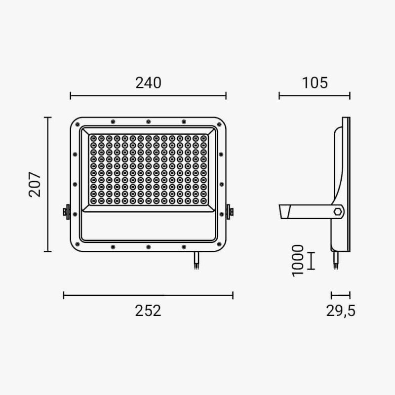 LED Floodlight, Grey, 100Lm/W, 100W, Neutral Light 5