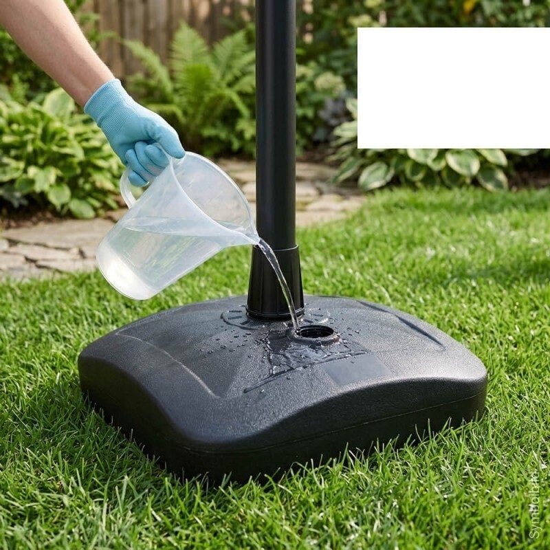 LED Solar Garden Lamp, Black, 2.5m Pole, Water Tank, Remote Control, CCT 12