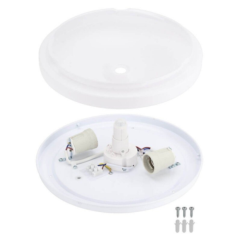 LED sieninis šviestuvas, baltas, diskas, 2 lizdai, Max 40W 2
