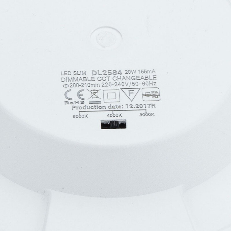 LED šviestuvas, 20W, plonas, temdomas, CCT 3000K-6000K 1