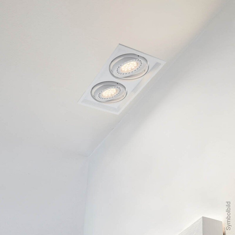 LED Downlight, Rectangular, White, 2 Rings, Adjustable 1