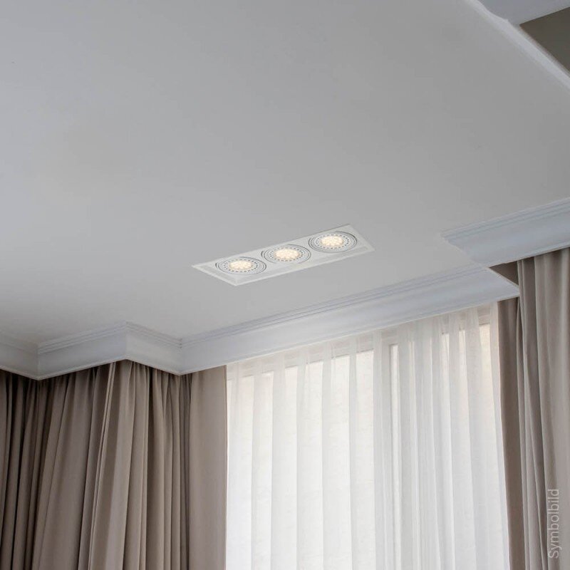 LED Downlight, Rectangular, White, 3 Rings, Adjustable 2