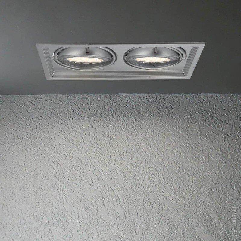 LED Downlight, Rectangular, Silver, 2 Rings, Adjustable 1