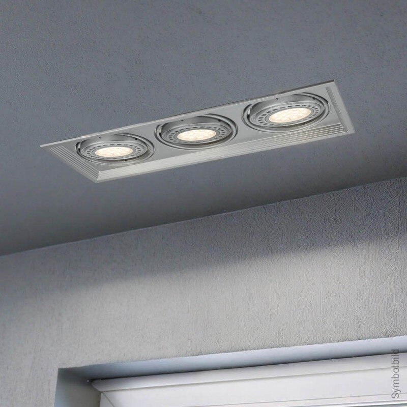 LED Downlight, Rectangular, Silver, 3 Rings, Adjustable 1