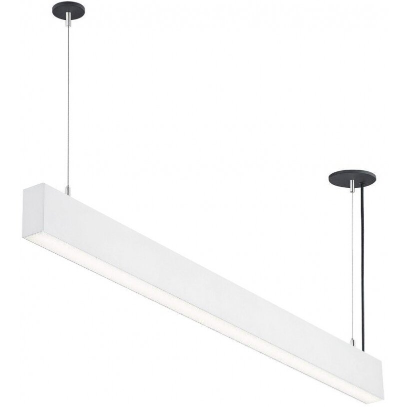 LED Linear Suspended Light, Linkable, 50W, White Body, Neutral Light