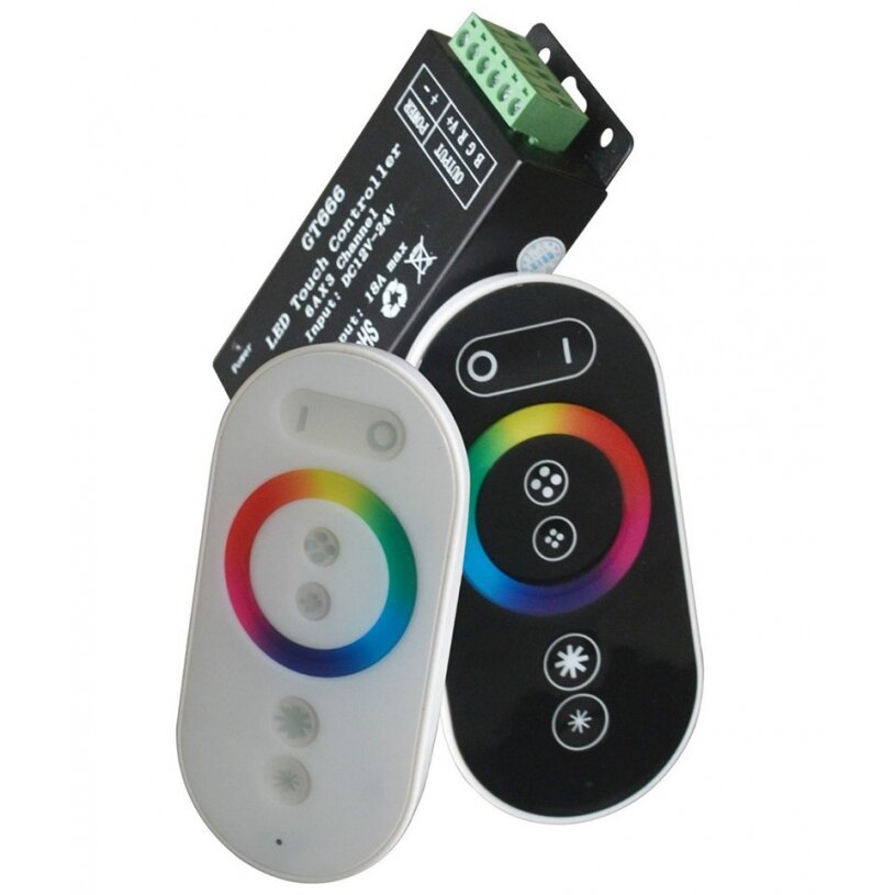 LED RGB juostos maitinimo valdiklis, 12-24V, 288W, su juodu IR pulteliu