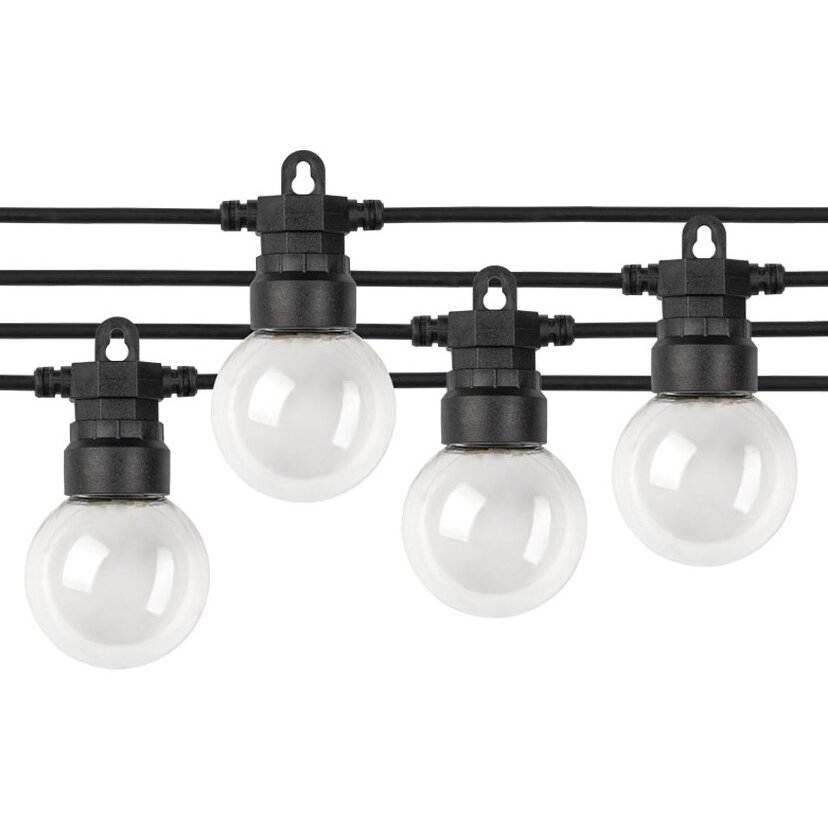LED lauko girlianda, juoda, 8m, 10 lizdų, 3W, šilta balta šviesa 1