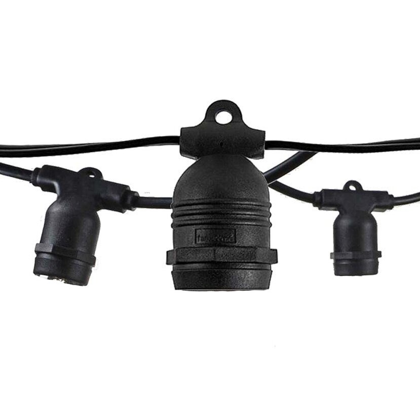 LED Outdoor String Light, Black, 14.4m, 15Pcs., without Bulbs