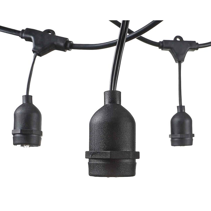 LED Outdoor String Light, Black, 6m, 10Pcs., Suspended Sockets, without Bulbs LED Outdoor String Light, Black, 6m, 10Pcs., Suspended Sockets, without Bulbs