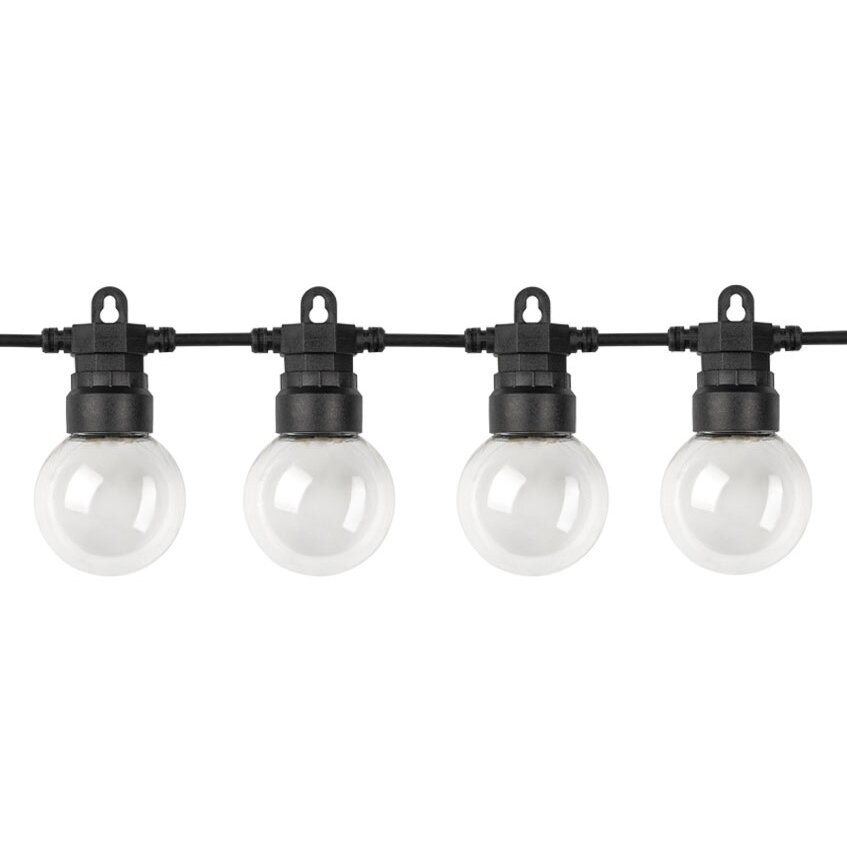 LED lauko girlianda, juoda, 13m, 20 lizdų, 6W, šilta balta šviesa 1