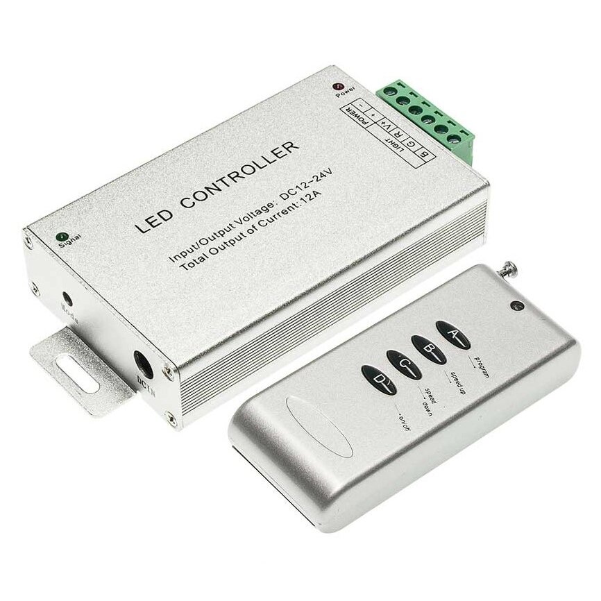 LED RGB Strip Controller, 24V, 144W, with Radio Remote Console, 4 Buttons