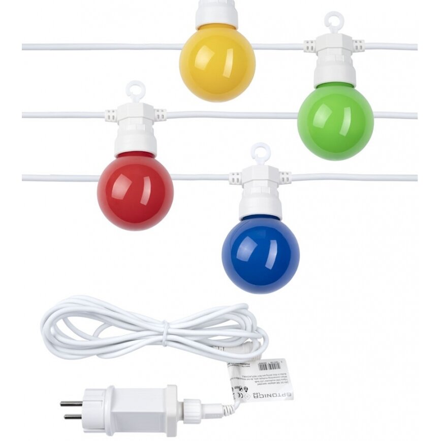 LED Outdoor String Light, White, 8m, 10Pcs., 3W, Colorful 1