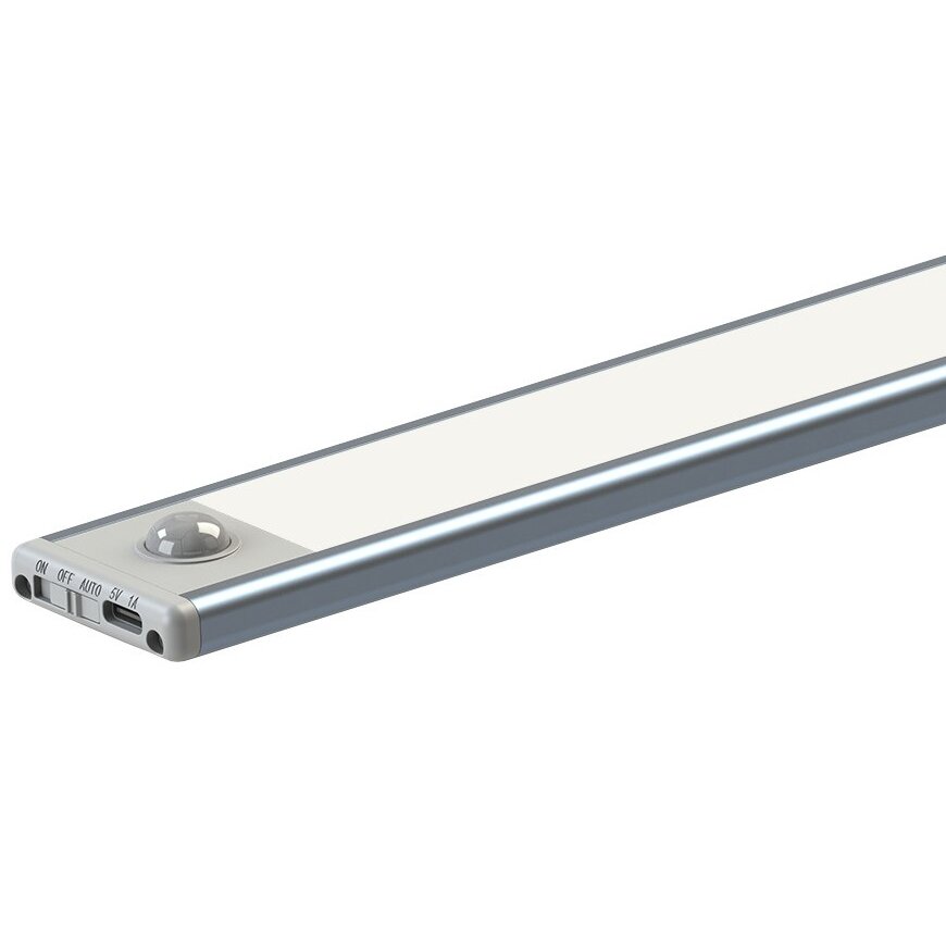 LED šviestuvas, 1.5W, PIR jutiklis, sidabrinis, šilta balta šviesa