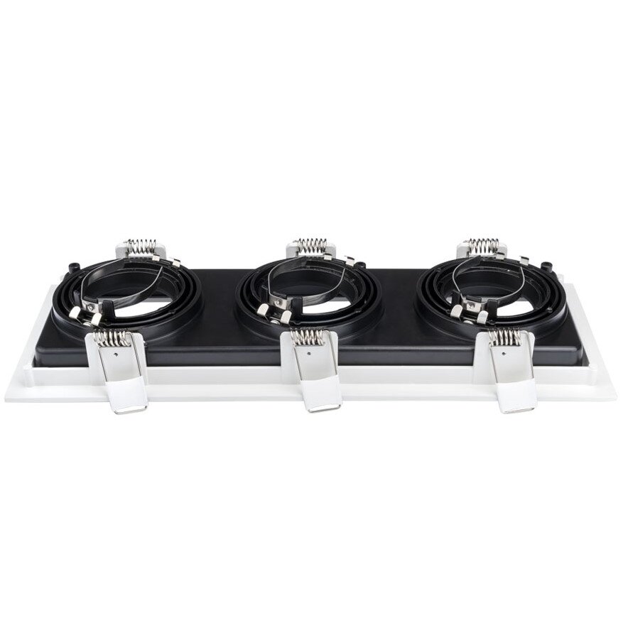 LED Spotlight Fixture, Square, 3 Sockets, White/Black 1