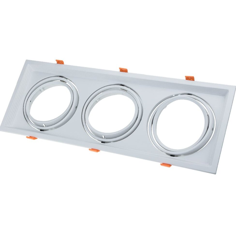 LED Downlight, Rectangular, White, 3 Rings, Adjustable
