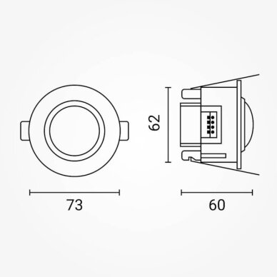 PIR daviklis, 6m, 360°, įleidžiamas, pilkas 3