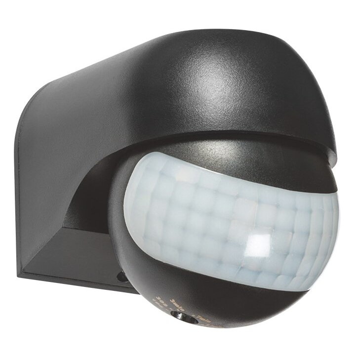 PIR Motion Sensor, 12m, 180°, IP54, Black