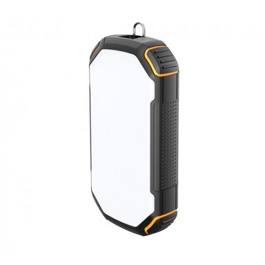 Power bank, 20Ah, 3.7V, saulės panelė 1.2W, LED 4W, juodas ir oranžinis