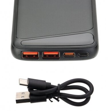 Power bank, 10Ah, 3.7V, Micro/Type-C jungtys, Max išėjimo galia 22.5W, juodas 4 Power bank, 10Ah, 3.7V, Micro/Type-C jungtys, Max išėjimo galia 22.5W, juodas 4