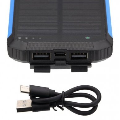 Power bank, 10Ah, 3.7V, Solar 1.2W, LED 2W, Black and Blue 4