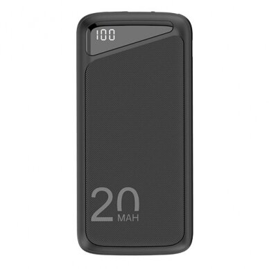 Power bank, 20Ah, 3.7V, Micro/Type-C jungtys, Max išėjimo galia 22.5W, juodas 2