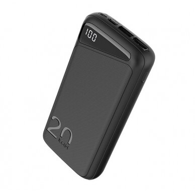 Power bank, 20Ah, 3.7V, Micro/Type-C jungtys, Max išėjimo galia 22.5W, juodas