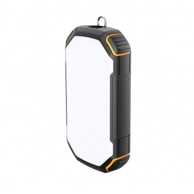 Power bank, 20Ah, 3.7V, Solar 1.2W, LED 4W, Black and Orange