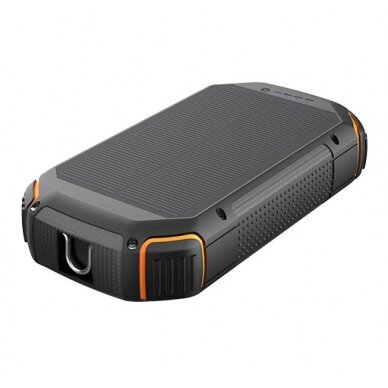Power bank, 20Ah, 3.7V, Solar 1.2W, LED 4W, Black and Orange 2