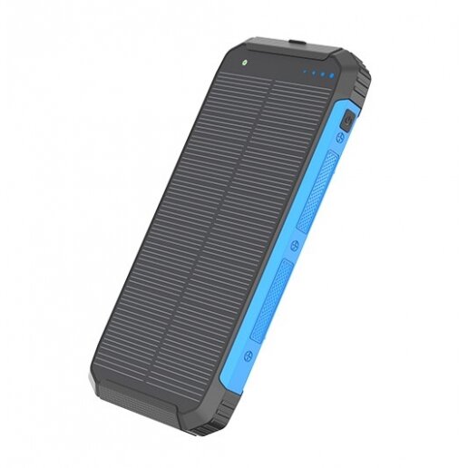 Power bank, 10Ah, 3.7V, Solar 1.2W, LED 2W, Black and Blue 1